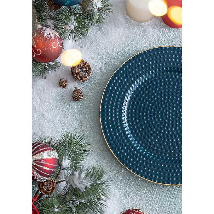 Kirklands Home Teal and Gold Hobnail Chargers, Set of 4 Blue Best