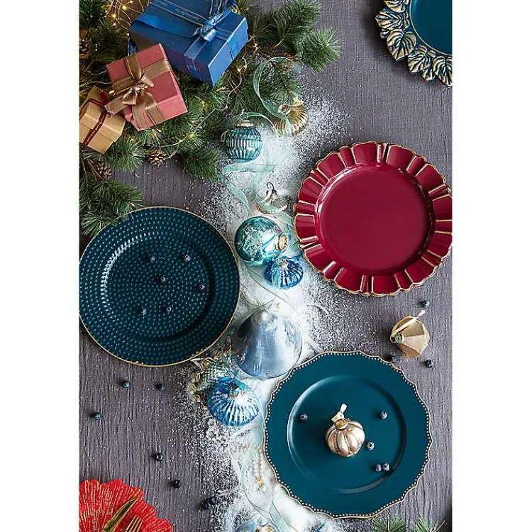 Kirklands Home Teal and Gold Hobnail Chargers, Set of 4 Blue Best