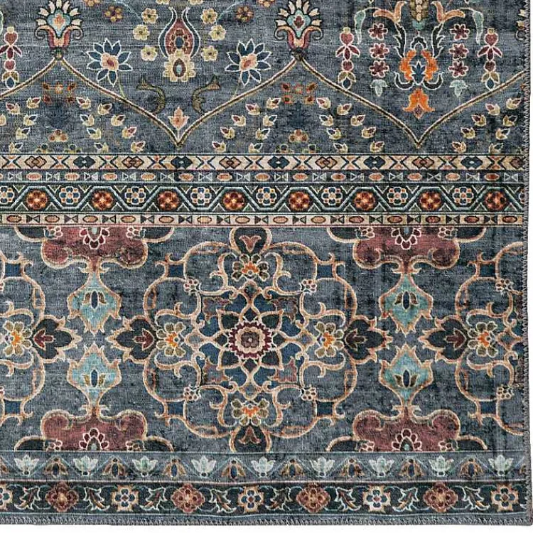 Kirklands Home Teal and Ivory Grant Washable Area Rug, 5x7 Blue Discount
