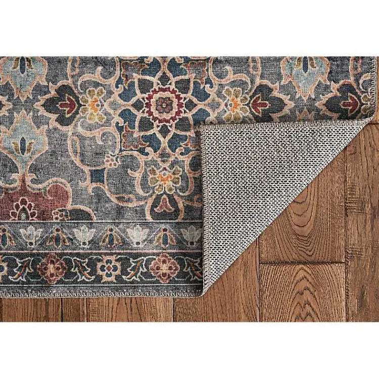 Kirklands Home Teal and Ivory Grant Washable Area Rug, 5x7 Blue Discount