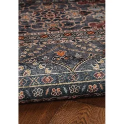 Kirklands Home Teal and Ivory Grant Washable Area Rug, 5x7 Blue Discount
