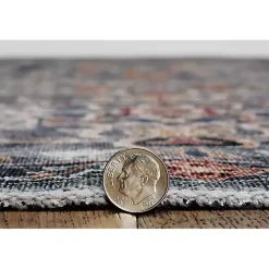 Kirklands Home Teal and Ivory Grant Washable Area Rug, 5x7 Blue Discount