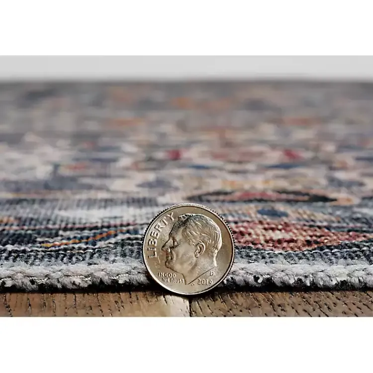 Kirklands Home Teal and Ivory Grant Washable Area Rug, 5x7 Blue Discount