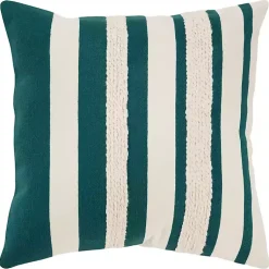 Pillows>Kirklands Home Teal and Ivory Ozzy Striped Pillow