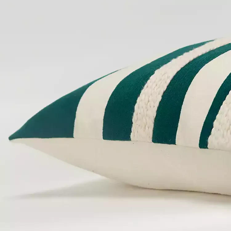Pillows>Kirklands Home Teal and Ivory Ozzy Striped Pillow