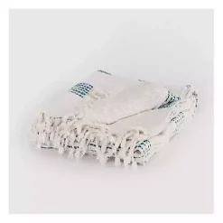 Blankets & Throws>Kirklands Home Teal and Ivory Woven Stripe Throw