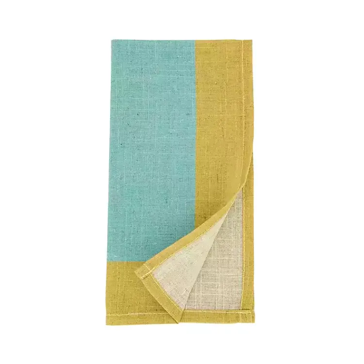 Kirklands Home Teal and Mustard Colorblock Napkins, Set of 4 Hot