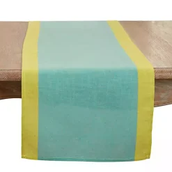 Kirklands Home Teal and Mustard Colorblock Table Runner Online