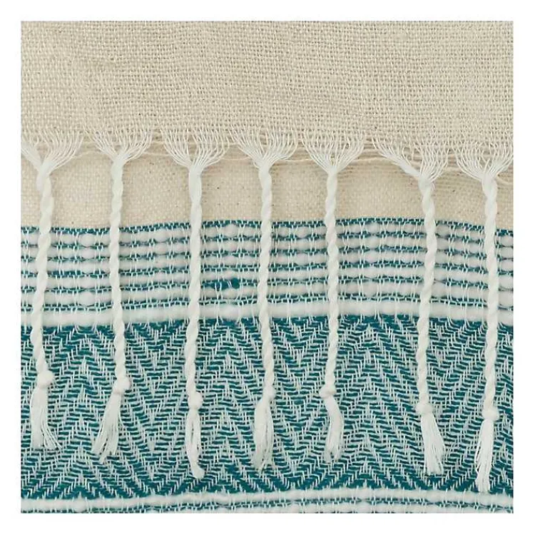 Blankets & Throws>Kirklands Home Teal and Natural Colorblock Chevron Throw