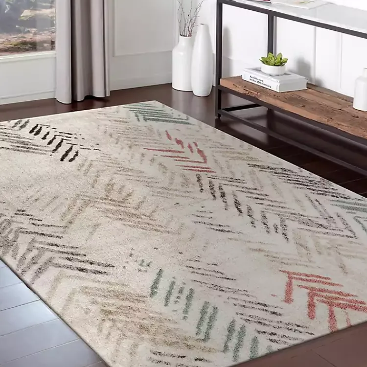 Kirklands Home Teal and Pink Arrows Area Rug, 5x7 Outlet
