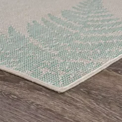 Kirklands Home Teal and Tan Falling Ferns Outdoor Area Rug, 5x7 Discount