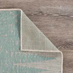 Kirklands Home Teal and Tan Falling Ferns Outdoor Area Rug, 5x7 Discount