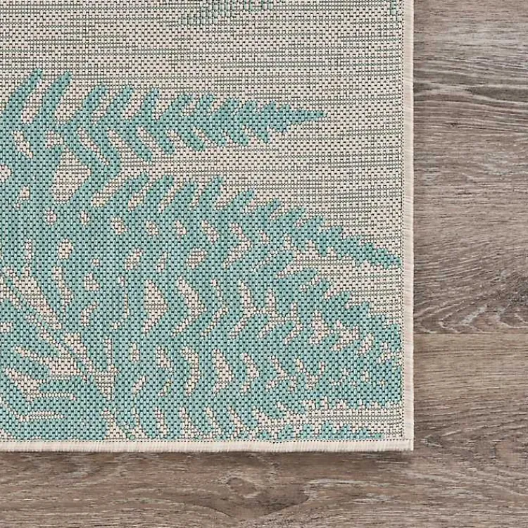Kirklands Home Teal and Tan Falling Ferns Outdoor Area Rug, 5x7 Discount