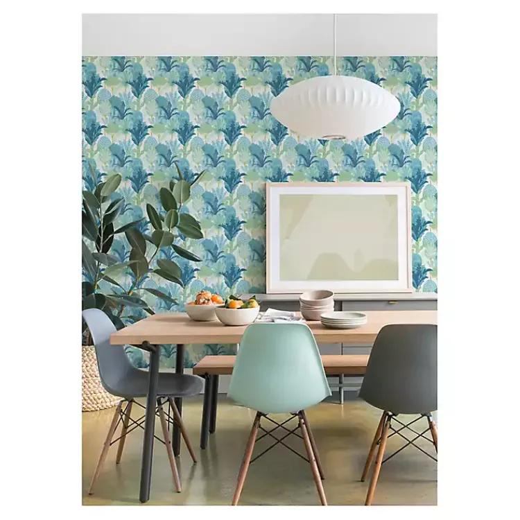 Kirklands Home Teal Bohoemian Jungle Peel & Stick Wallpaper New