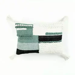 Pillows>Kirklands Home Teal Braided Color Block Lumbar Pillow