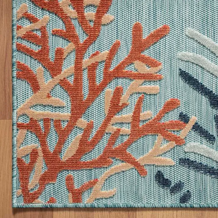Kirklands Home Teal Coral Reef Area Rug, 5x7 Blue Discount