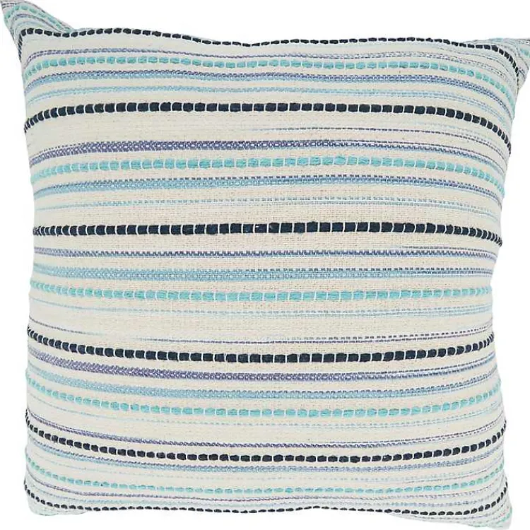 Pillows>Kirklands Home Teal Dash Stripe Woven Throw Pillow