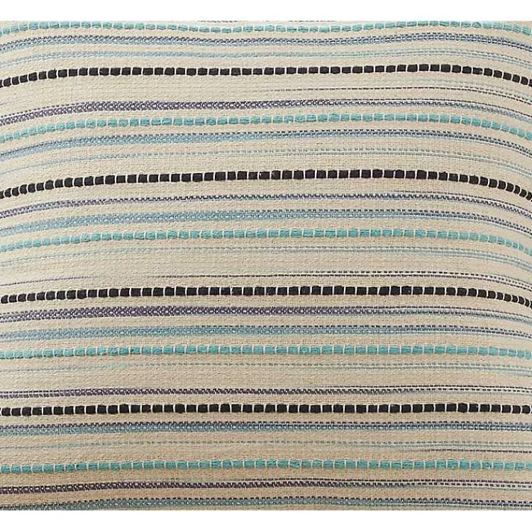 Pillows>Kirklands Home Teal Dash Stripe Woven Throw Pillow