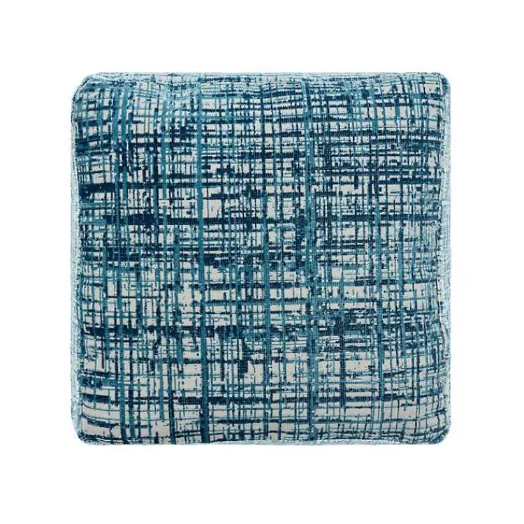 Poufs & Floor Cushions>Kirklands Home Teal Distressed Geo Ultra-Soft Pouf