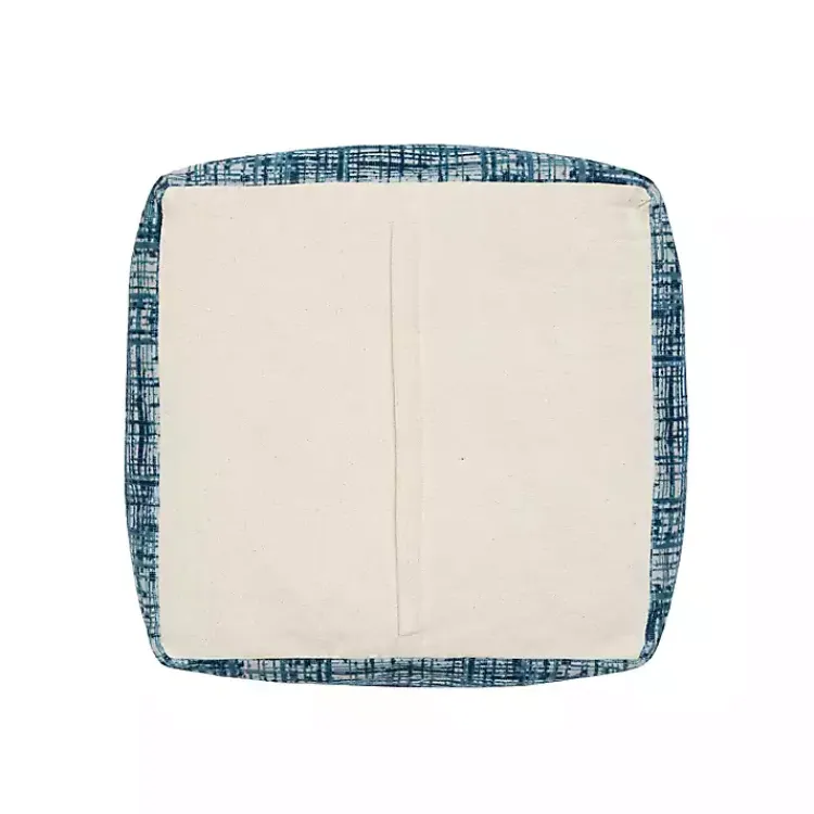 Poufs & Floor Cushions>Kirklands Home Teal Distressed Geo Ultra-Soft Pouf