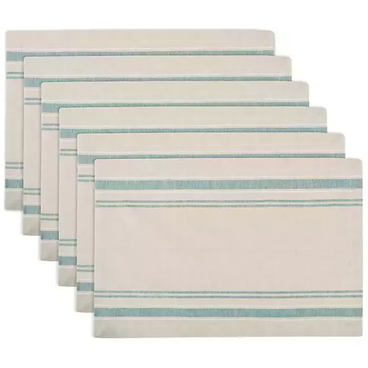 Kirklands Home Teal French Stripe Placemats, Set of 6 Green