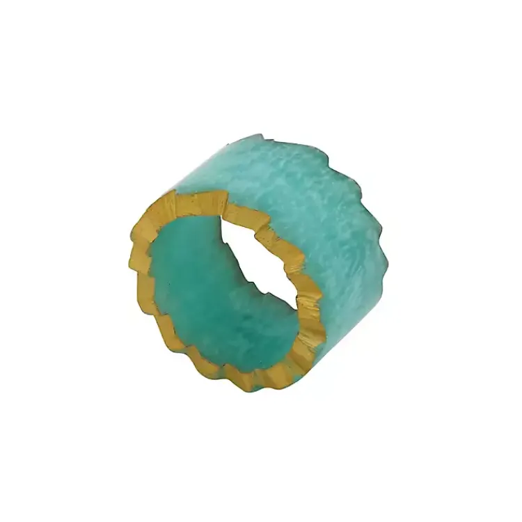 Kirklands Home Teal Geode Artistry Napkin Rings, Set of 4 Blue Online