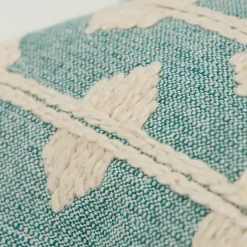 Pillows>Kirklands Home Teal Heathered Embroidered Diamond Throw Pillow