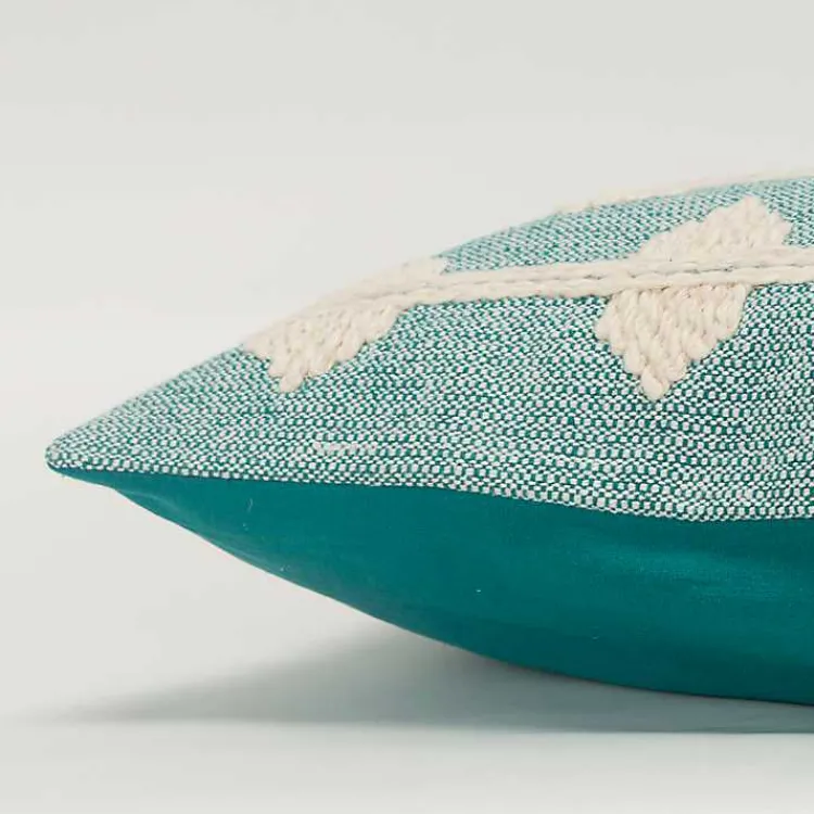 Pillows>Kirklands Home Teal Heathered Embroidered Diamond Throw Pillow