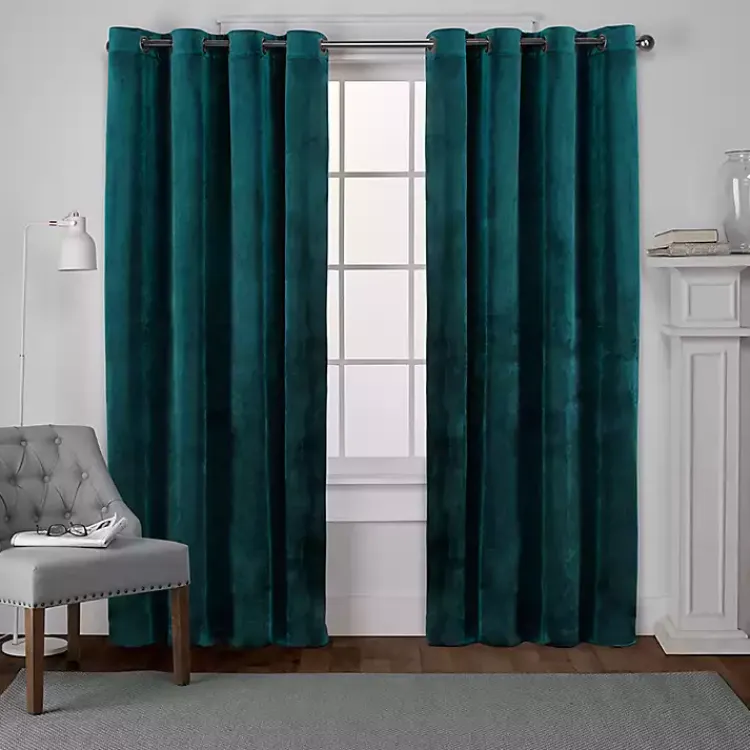 Kirklands Home Teal Heavyweight Velvet Curtain Panel Set, 84 in. Online