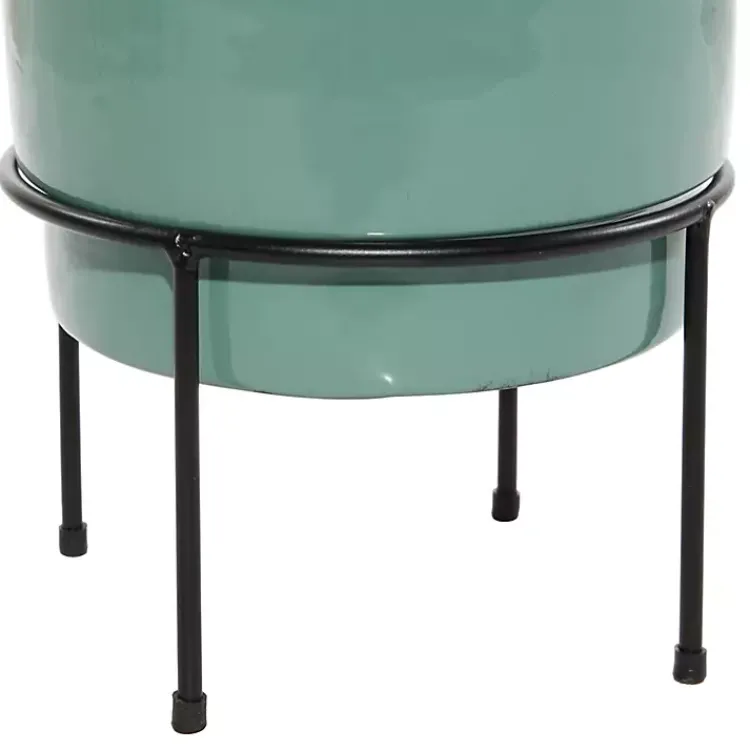 Kirklands Home Teal Metal Round Planters with Stands, Set of 3 Blue New