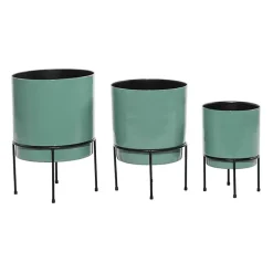 Kirklands Home Teal Metal Round Planters with Stands, Set of 3 Blue New