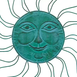 Kirklands Home Teal Metal Sun Face Wall Plaque Blue