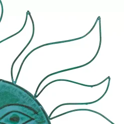 Kirklands Home Teal Metal Sun Face Wall Plaque Blue