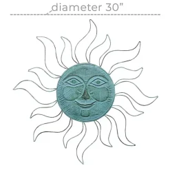 Kirklands Home Teal Metal Sun Face Wall Plaque Blue