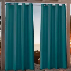 Kirklands Home Teal Nicole Outdoor Curtain Panel Set, 96 in. Blue Sale