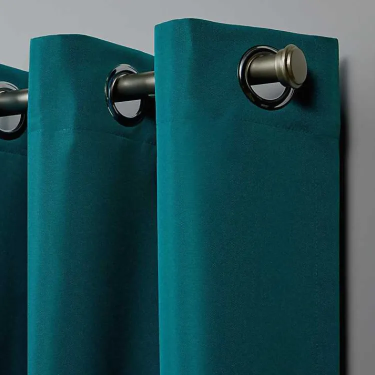 Kirklands Home Teal Nicole Outdoor Curtain Panel Set, 96 in. Blue Sale