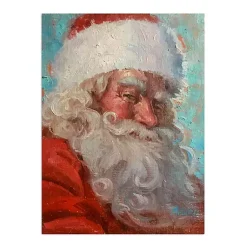 Christmas Art & Wall Decor>Kirklands Home Teal Santa Portrait Canvas Art Print