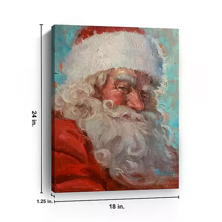 Christmas Art & Wall Decor>Kirklands Home Teal Santa Portrait Canvas Art Print