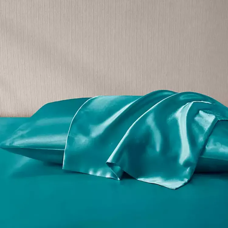 Kirklands Home Teal Satin Standard 2-pc. Pillow Case Set Blue Outlet
