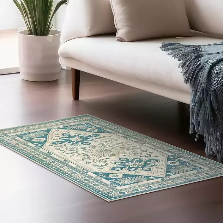 Kirklands Home Teal Seraz Washable Area Rug, 3x5 Discount