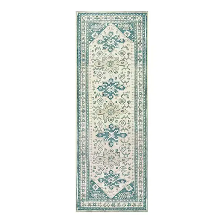 Kirklands Home Teal Seraz Washable Runner, 2x7
