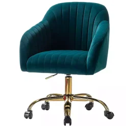 Kirklands Home Teal Velvet Swivel Jacyln Office Chair Blue Clearance