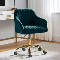 Kirklands Home Teal Velvet Swivel Jacyln Office Chair Blue Clearance