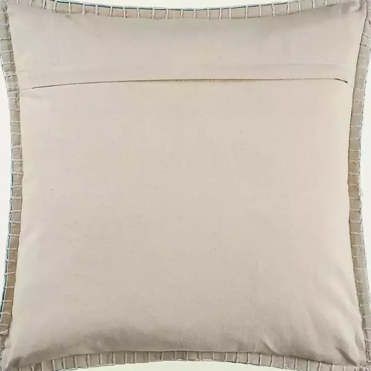 Pillows>Kirklands Home Teal with Embroidered Edge Pillow, 24 in. Blue