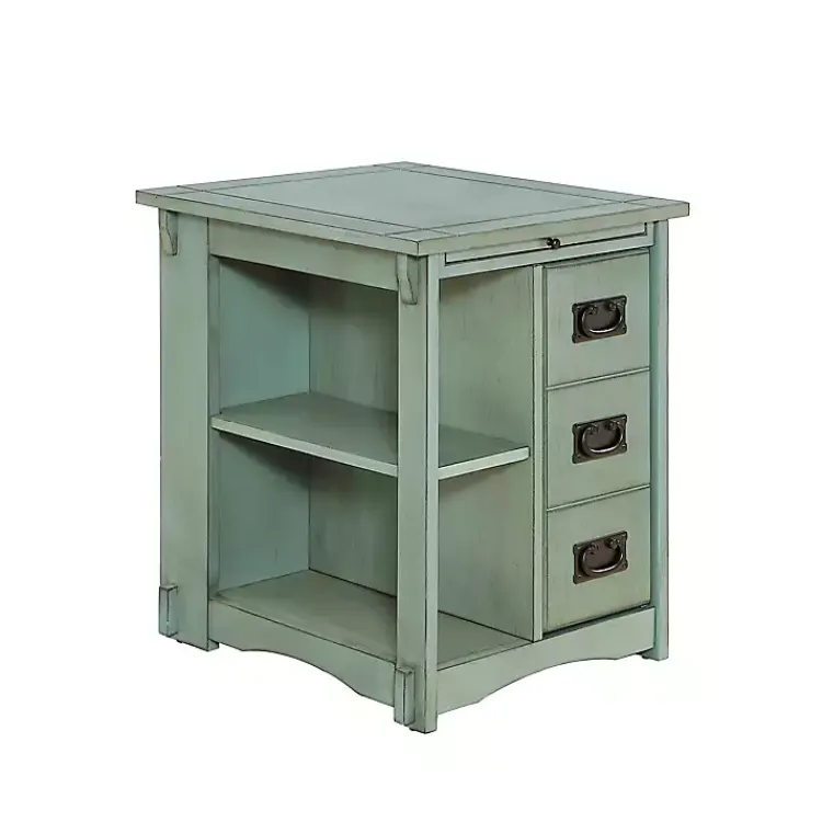 Kirklands Home Teal Wood Parnell Storage Accent Table Discount