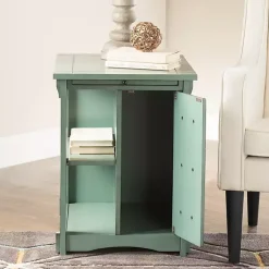 Kirklands Home Teal Wood Parnell Storage Accent Table Discount