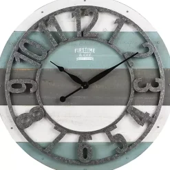 Kirklands Home Teal Wood Plank Wall Clock Blue Best