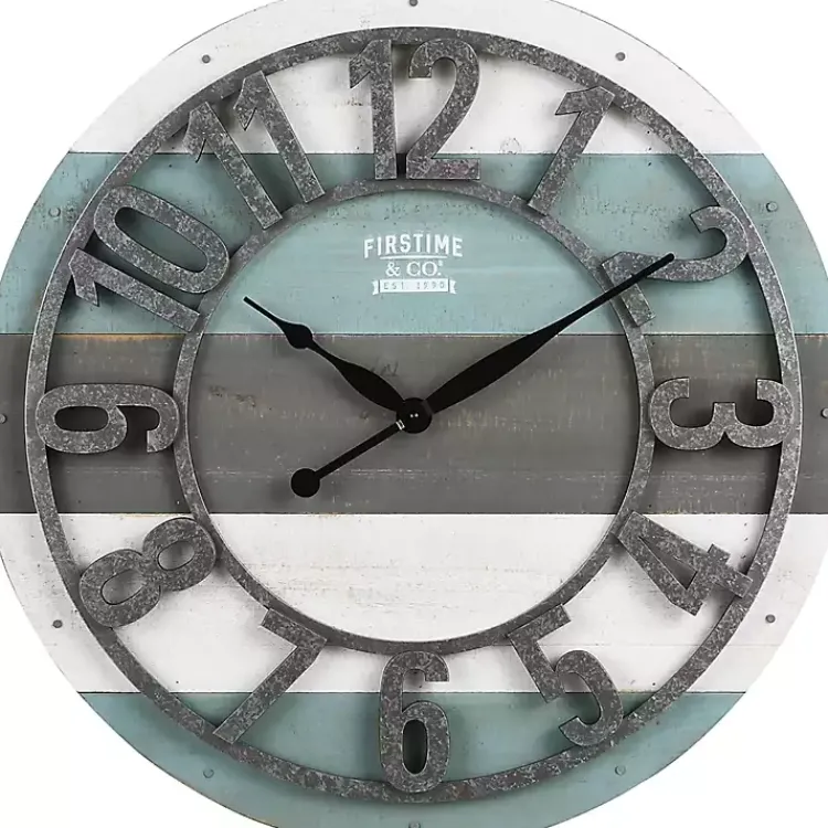 Kirklands Home Teal Wood Plank Wall Clock Blue Best