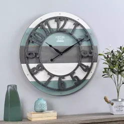 Kirklands Home Teal Wood Plank Wall Clock Blue Best