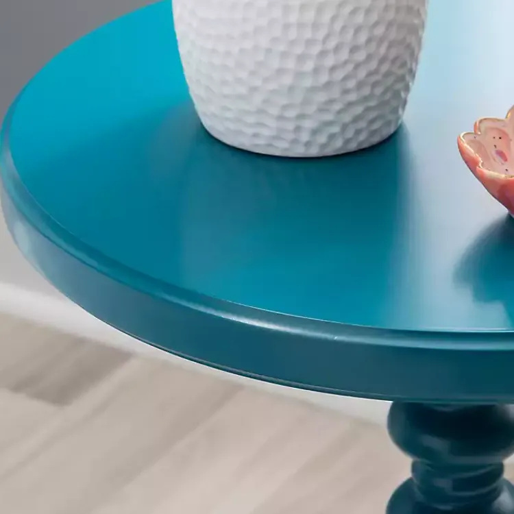 Kirklands Home Teal Wood Spindle Side Table Blue New